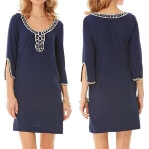 Lilly Pulitzer Sarah Beaded Embellished Tunic 3/4 Sleeve Dress S Small $248